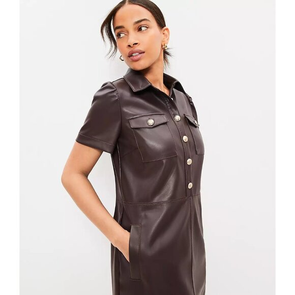 Ann Taylor LOFT Faux Leather Pocket Shift 6 - Picture 2 of 4